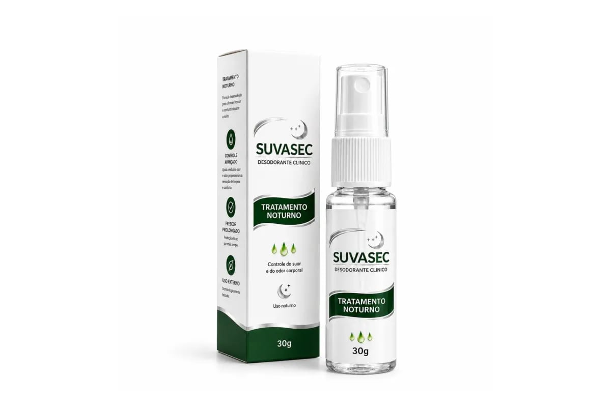 Frasco do Antitranspirante Clínico Suvasec 20ml da Hummy na mesa de cabeceira, com o quarto escuro ao fundo